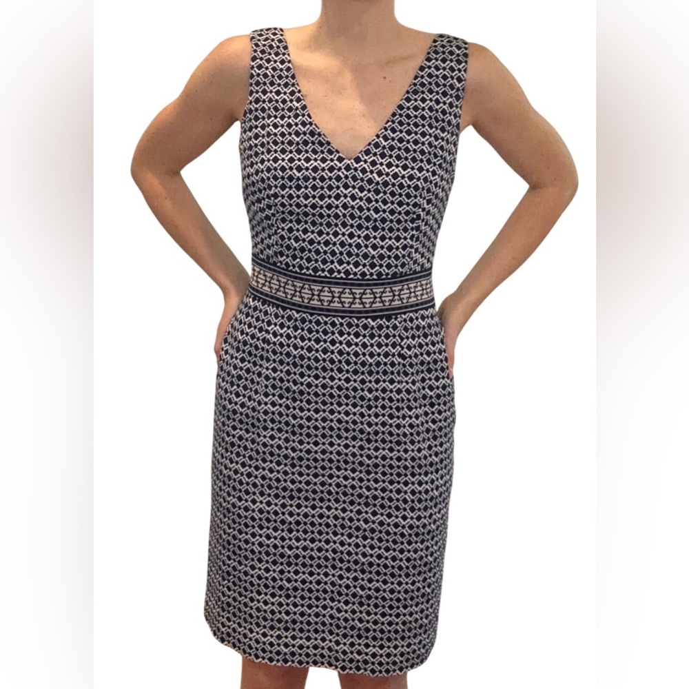 Tory Burch Blue and White Sheath Dress